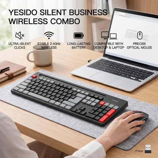 FLIPSTYLEZLLC wireless keyboard and mouse set, black with red keys, 2.4GHz USB, desktop on Tampa Home & Garden Store