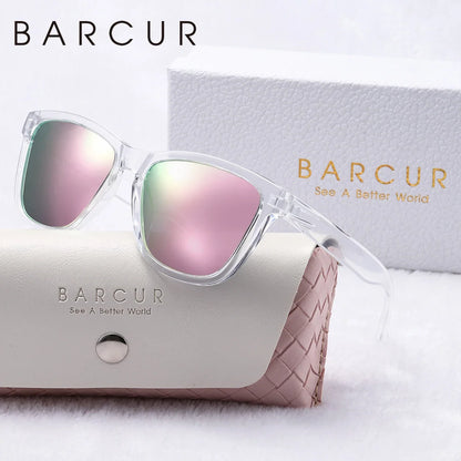 BARCUR polarized sunglasses for women with transparent frame and pink mirrored lenses on Tampa Home & Garden Store