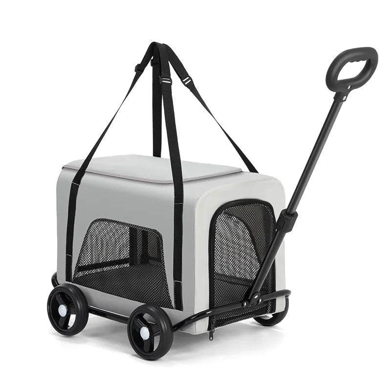 Pet Zen 2-in-1 Small Pet Stroller + Backpack foldable carrier with mesh sides for dogs and cats on Tampa Home & Garden Store