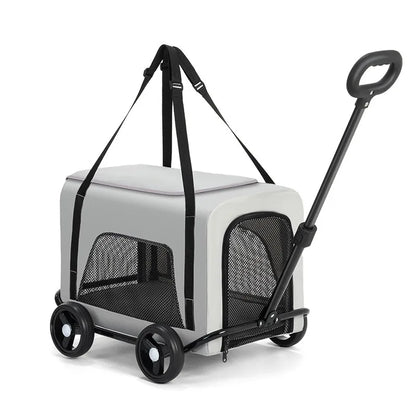 Pet Zen 2-in-1 Small Pet Stroller + Backpack foldable carrier with mesh sides for dogs and cats on Tampa Home & Garden Store