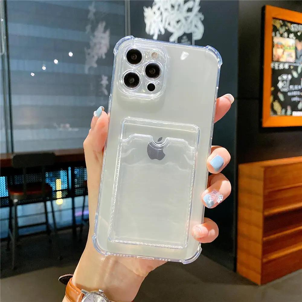 Transparent Card Slot Case For Iphone With Holder