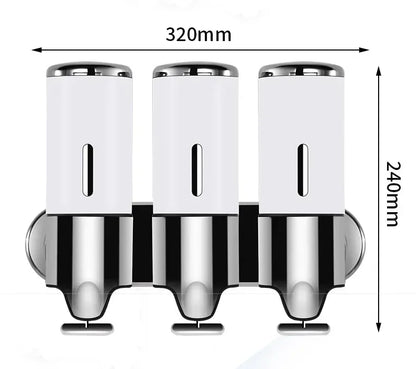 Wall mounted 3-tube dispenser, white bodies with chrome caps, 500–1500ml, UpTrend Deals on Tampa Home & Garden Store