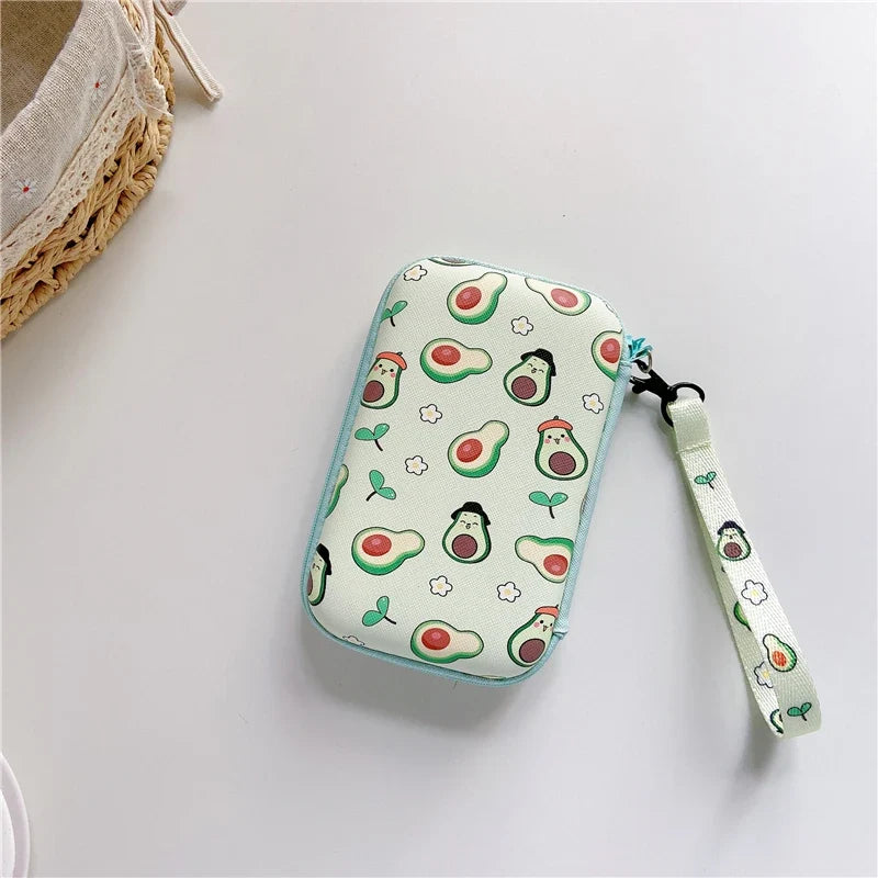 Lanyard storage bag case with avocado print fabric and teal trim, includes wrist strap on Tampa Home & Garden Store