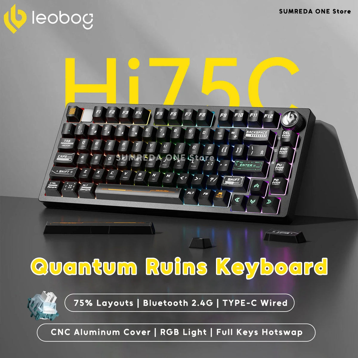 Leobog Hi75C aluminum wireless mechanical keyboard kit with RGB, 75% layout on Tampa Home & Garden Store