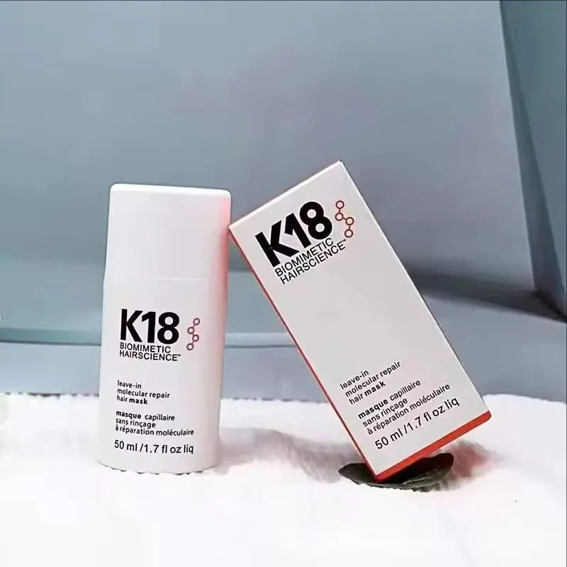 K18 leave-in molecular repair hair mask bottle with Silcy Skin branding beside white box, 50 ml on Tampa Home & Garden Store