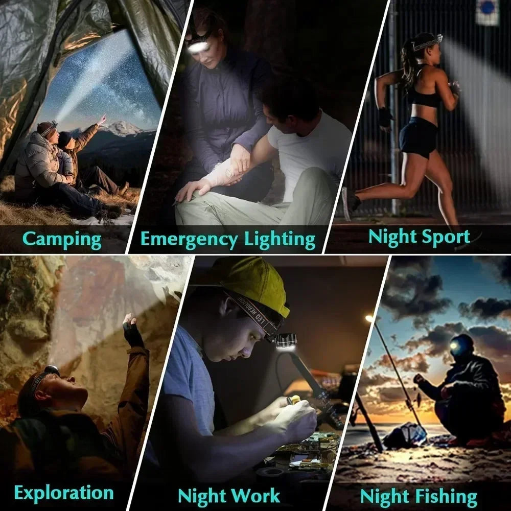 8 LED Rechargeable Headlamp Powerful Headlight for Camping Fishing Hiking
