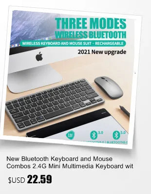 Wireless keyboard and mouse set for PC gaming on packaging showing three modes Bluetooth on Tampa Home & Garden Store