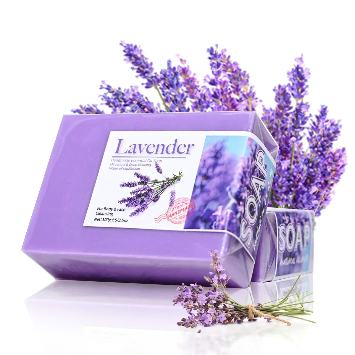 Silcy Skin Lavender soap set in purple packaging with lavender sprigs handmade essential oil soap on Tampa Home & Garden Store
