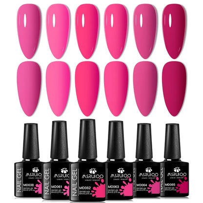 Nail Gel Polish Set six pink shades ultra pigmented UV gel MSRUIO for nails on Tampa Home & Garden Store