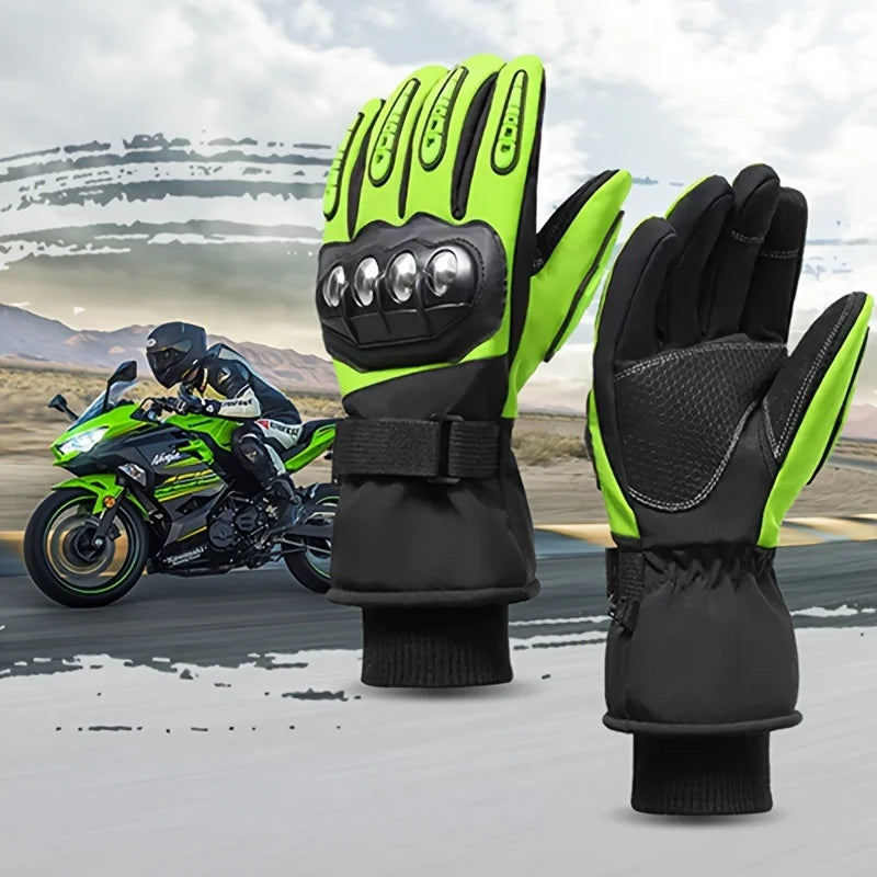 Winter Waterproof Windproof Motorcycle Gloves BikerZoneZ lime-green with black palms on Tampa Home & Garden Store