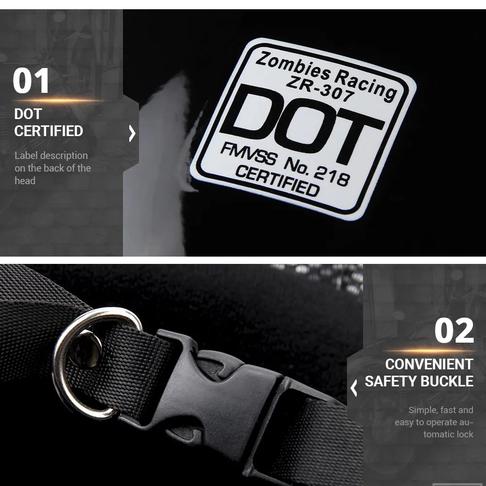 DOT certified half helmet retro motorcycle with black strap and quick-release safety buckle on Tampa Home & Garden Store