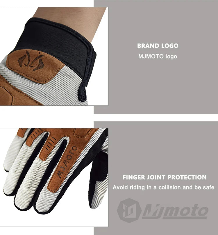 Dirtpaw Race Motorcycle Gloves BikerZoneZ, beige mesh tan leather patches, finger protection on Tampa Home & Garden Store