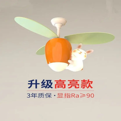 DecorBites rabbit carrot helicopter ceiling fan lamp for kids room with orange carrot body on Tampa Home & Garden Store