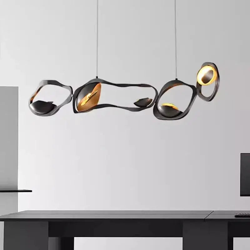 DecorBites LED pendant chandelier with black loops and gold interior lighting, home decor on Tampa Home & Garden Store