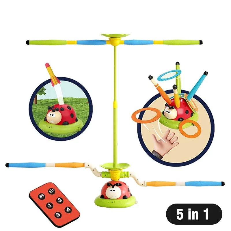 5-in-1 electric rope skipping machine toy with lime base yellow mast blue handles remote on Tampa Home & Garden Store