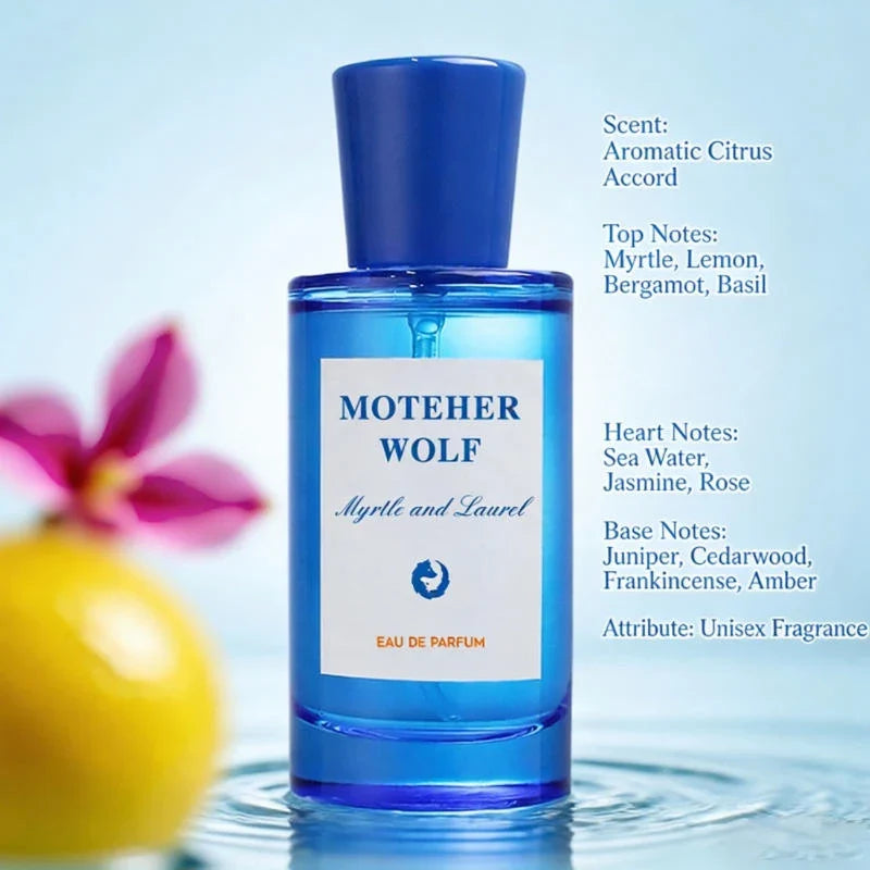 Silcy Skin MOTEHER WOLF blue glass unisex perfume bottle, 50ml with white label on Tampa Home & Garden Store