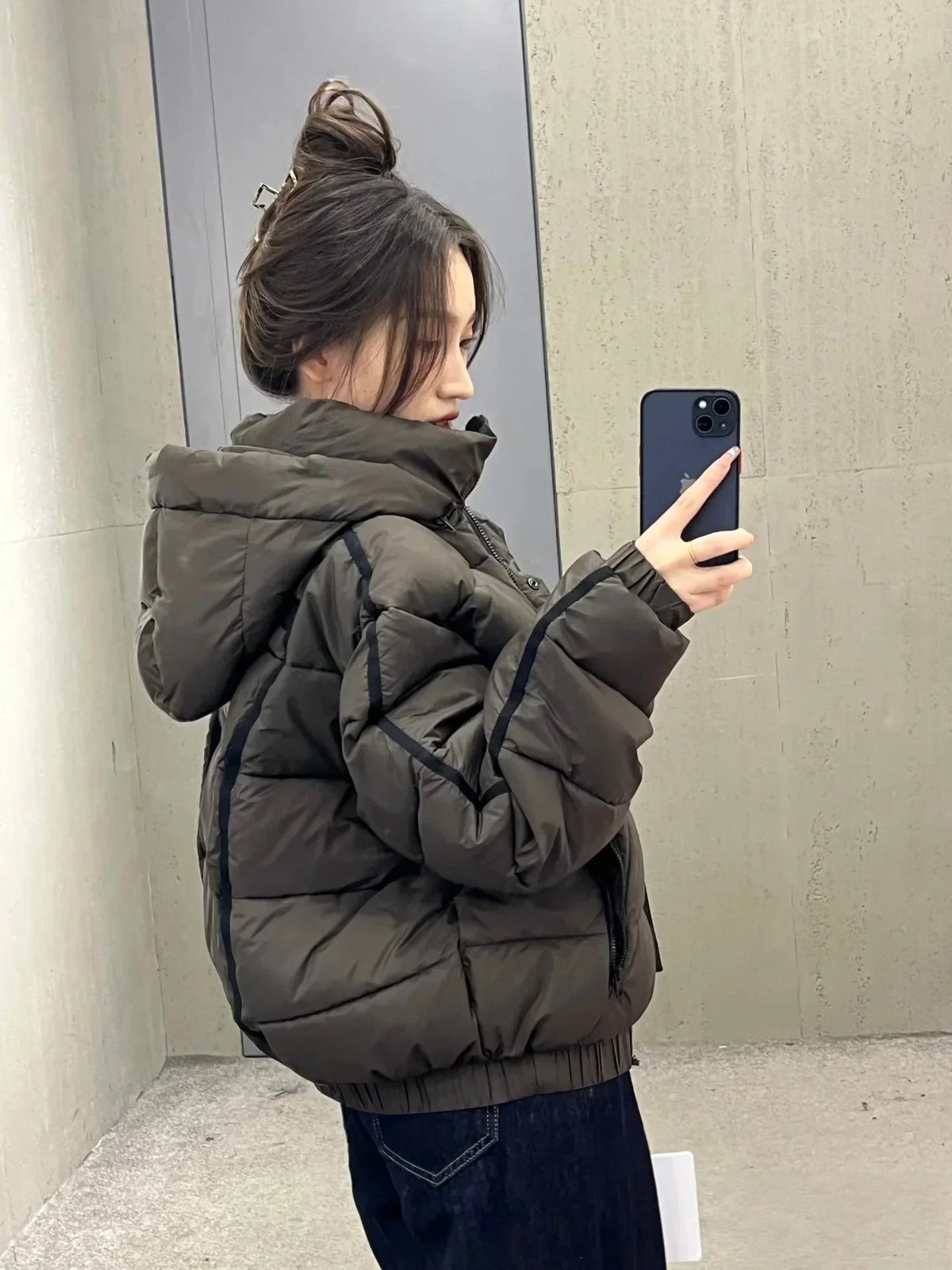 White Winter Jacket for Women hooded thick warm padded coat on Tampa Home & Garden Store