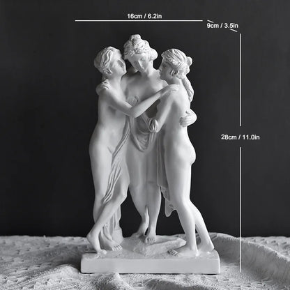 Resin sculpture three nude figures embracing, Venus goddess, classical statue, Perfecsy decor on Tampa Home & Garden Store