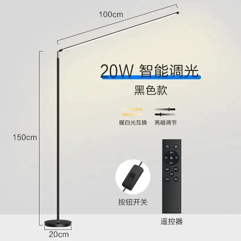 DecorBites LED floor lamp black tall 150cm with bar and remote on Tampa Home & Garden Store