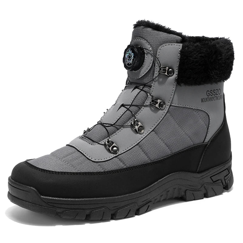 Mens Winter Snow Boots UpTrend Deals grey fur-lined waterproof boot with rugged sole on Tampa Home & Garden Store