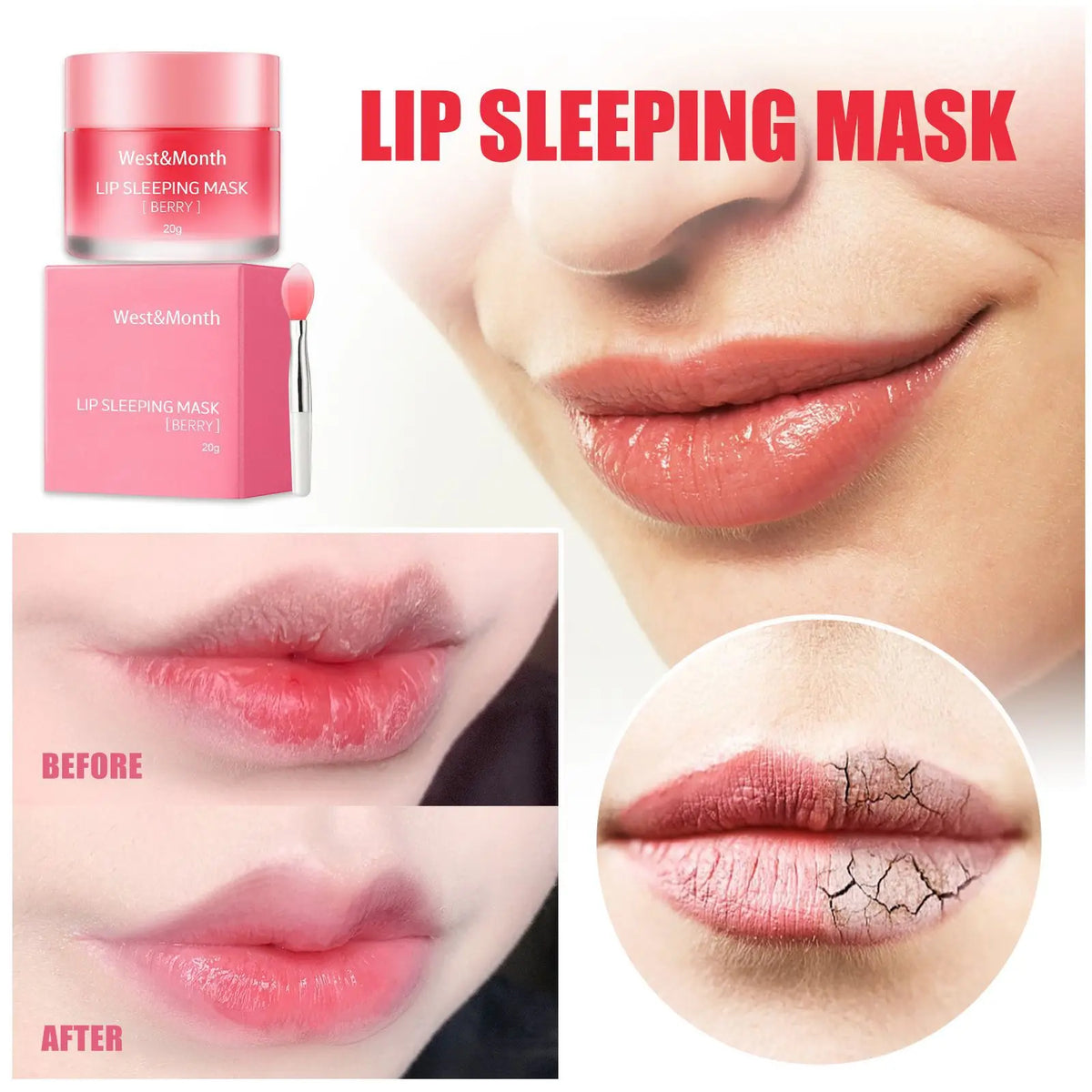 Berry Lip Sleeping Mask Silcy Skin pink jar and box lip care for nighttime moisturizing on Tampa Home & Garden Store
