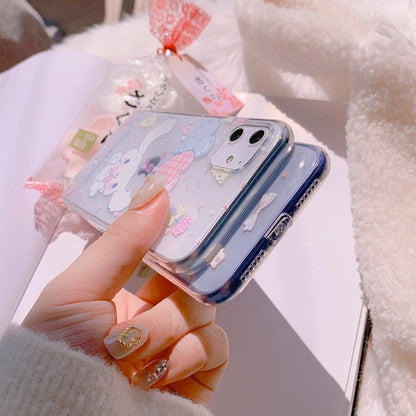 Stevvex cartoon dog iPhone case, clear with big-ear dog graphics and blue 2pc set on Tampa Home & Garden Store