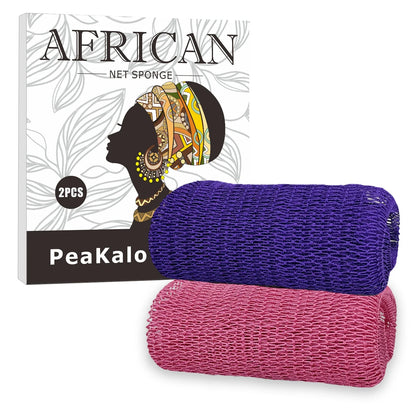 PeaKalo African net sponge 2pcs purple pink exfoliating bath loofahs Silcy Skin on Tampa Home & Garden Store