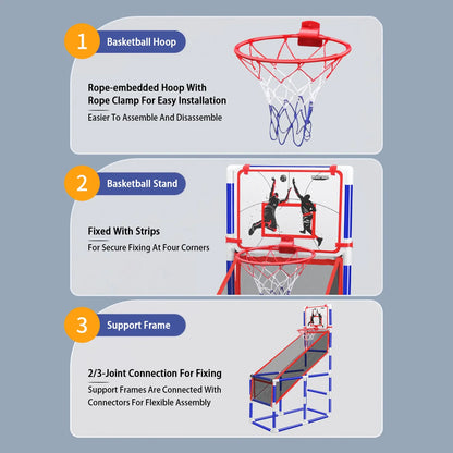 Basketball game set with red hoop, white net, blue stand backboard four-piece kit FLIPSTYLEZLLC on Tampa Home & Garden Store