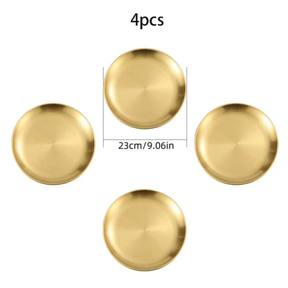 4pcs gold-toned stainless steel circular plates, Perfecsy, 23cm diameter on Tampa Home & Garden Store