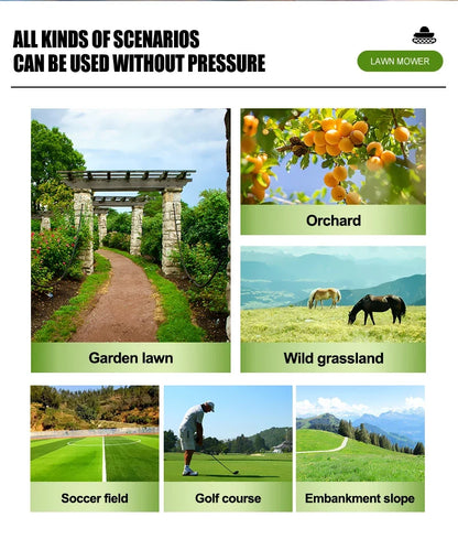 Self-Propelled Remote-Control Lawn Mower 550mm for small gardens UpTrend Deals; 6-scene collage on Tampa Home & Garden Store