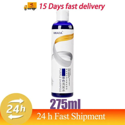 Purple shampoo bottle 275ml by VIKADA for blonde gray hair color correction on Tampa Home & Garden Store
