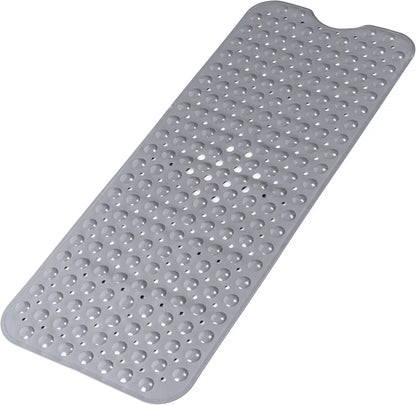 Silcy Skin 1pc bathtub mat 40x100cm gray non-slip bath mat with suction cups and drain holes on Tampa Home & Garden Store