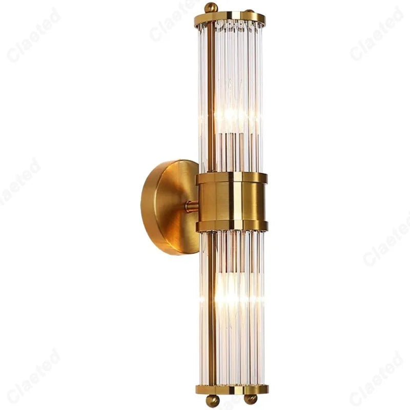 Perfecsy brass LED wall lamp with vertical crystal tubes wall sconce European style on Tampa Home & Garden Store
