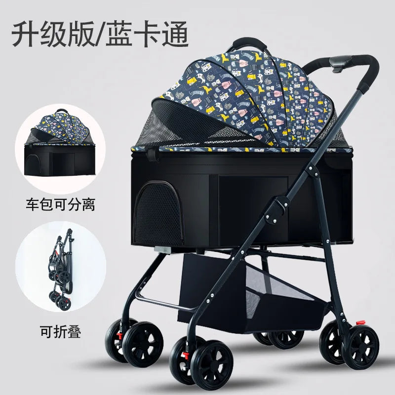 3-in-1 dog stroller with removable carrier, black frame and canopy for medium dogs up to 55 lbs on Tampa Home & Garden Store