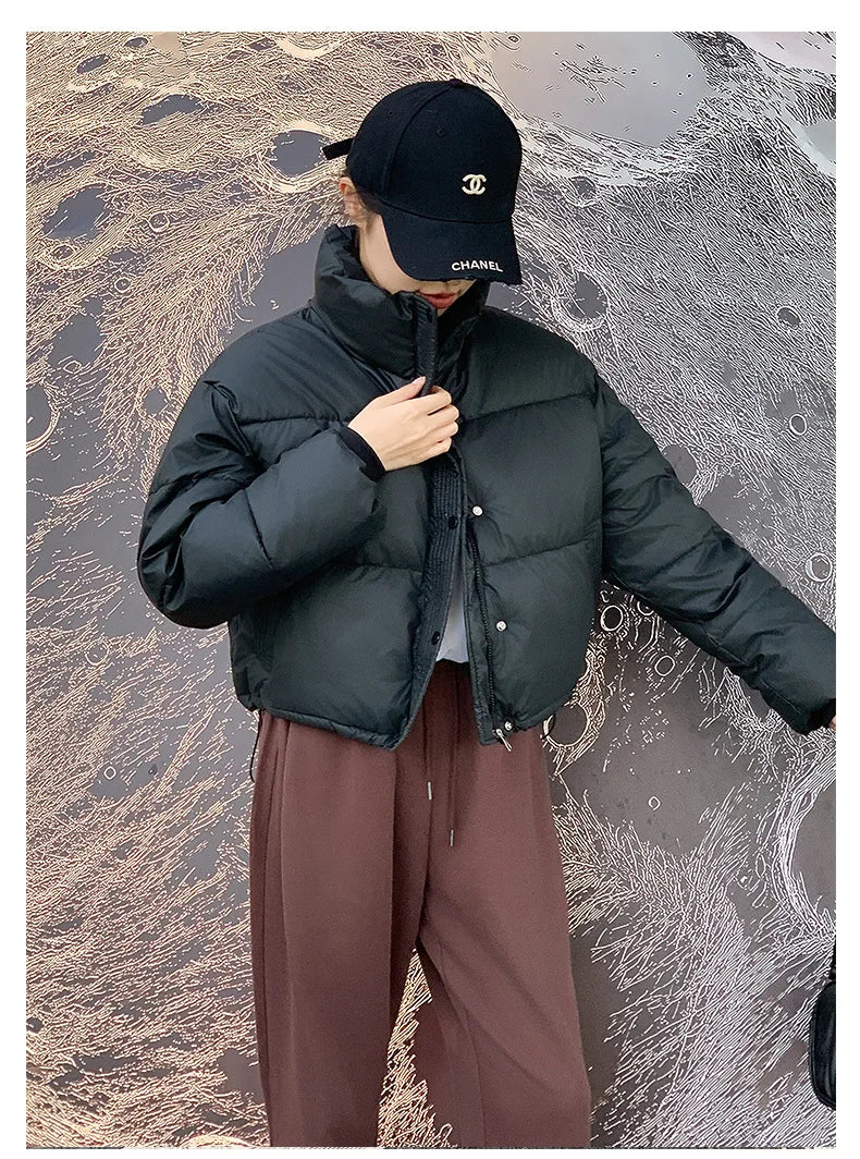 Women Winter Cropped Jacket by UpTrend Deals, black cotton-padded puffer coat on Tampa Home & Garden Store