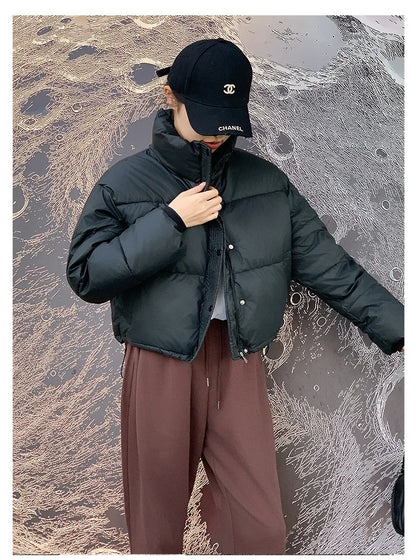 Women Winter Cropped Jacket by UpTrend Deals, black cotton-padded puffer coat on Tampa Home & Garden Store