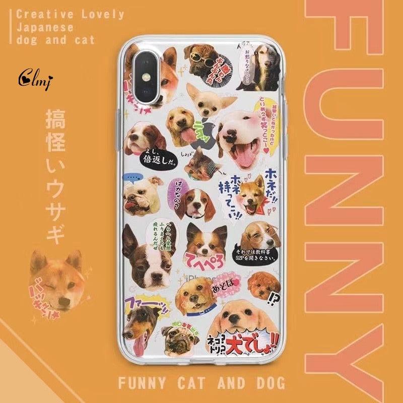 iPhone case with cute cat and dog cartoon stickers on clear silicone cover on Tampa Home & Garden Store