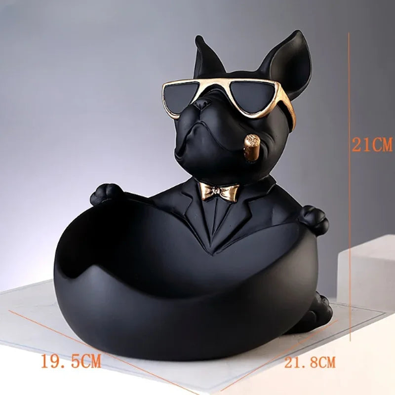 Perfecsy black dog figurine storage box with sunglasses, resin decor sculpture on Tampa Home & Garden Store