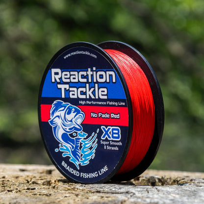 Ligne de pêche tressée Reaction Tackle X8 - Rouge inaltérable, 8 brins - NEUVE