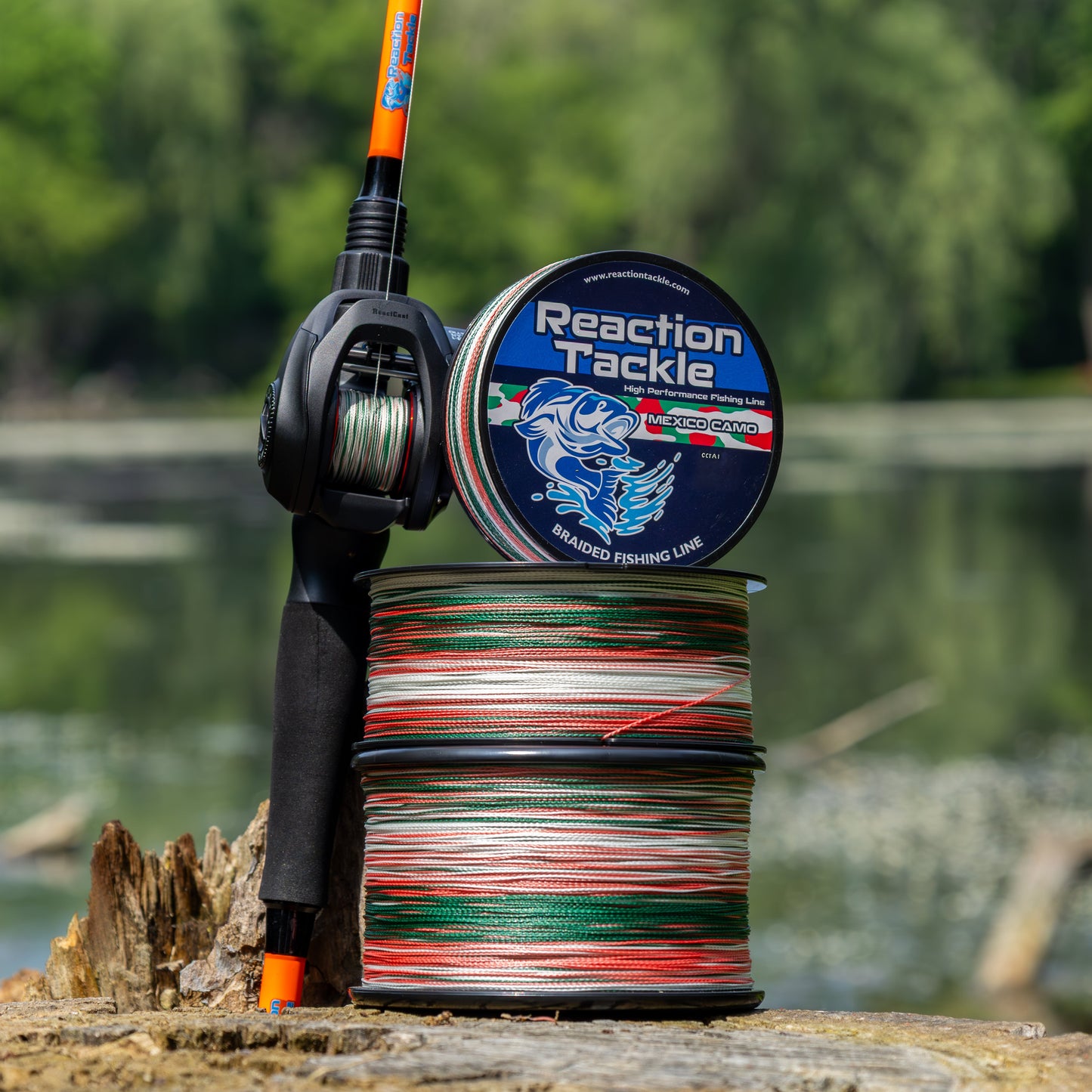 Línea de pesca trenzada Reaction Tackle - Camuflaje mexicano - NUEVA
