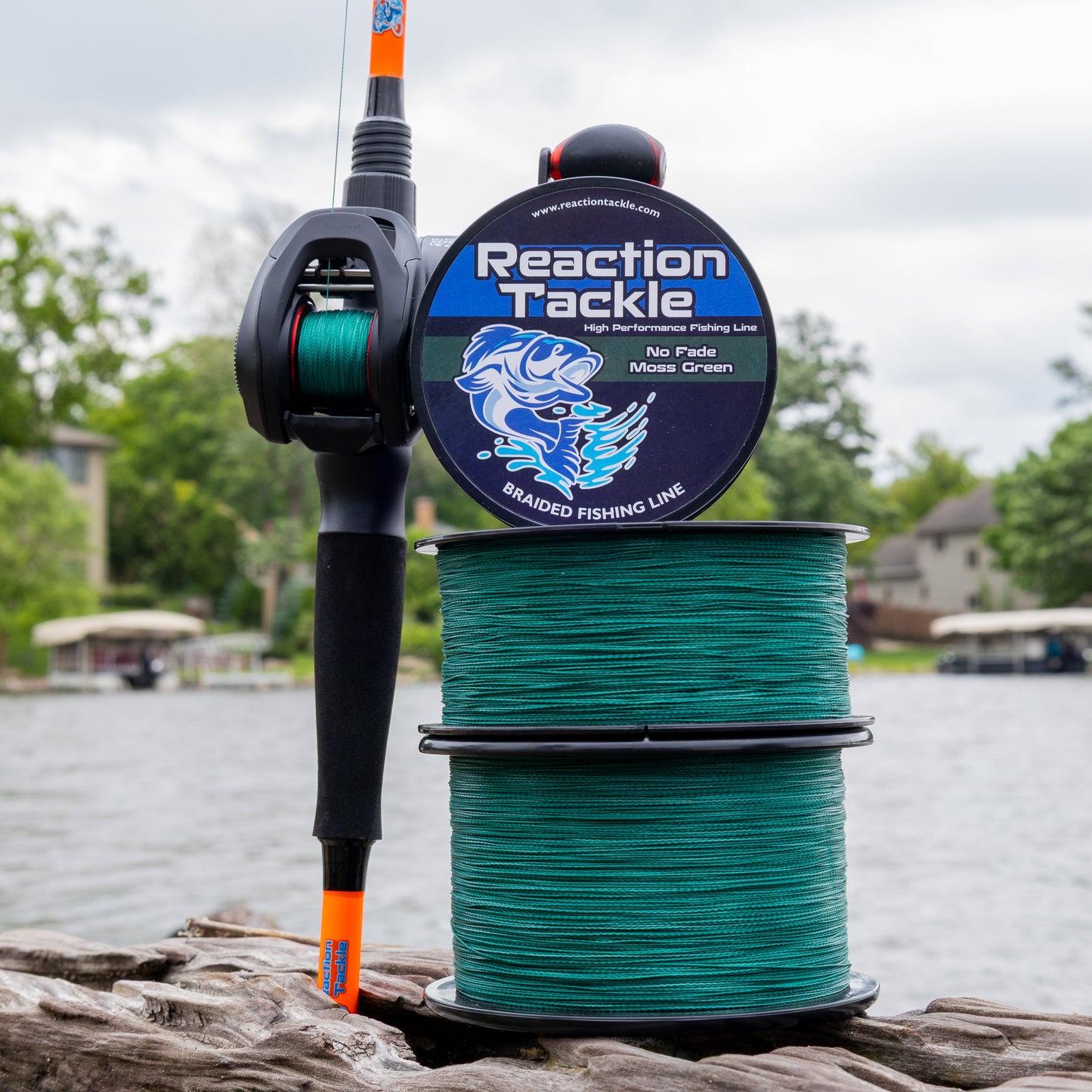 Línea de pesca trenzada Reaction Tackle - Sin decoloración, verde musgo - NUEVA