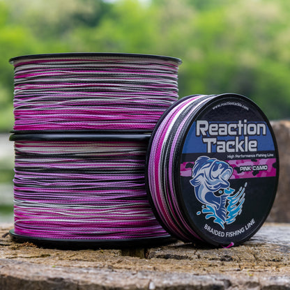 Ligne de pêche tressée Reaction Tackle - Camouflage rose - NEUVE