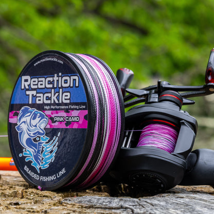 Ligne de pêche tressée Reaction Tackle - Camouflage rose - NEUVE
