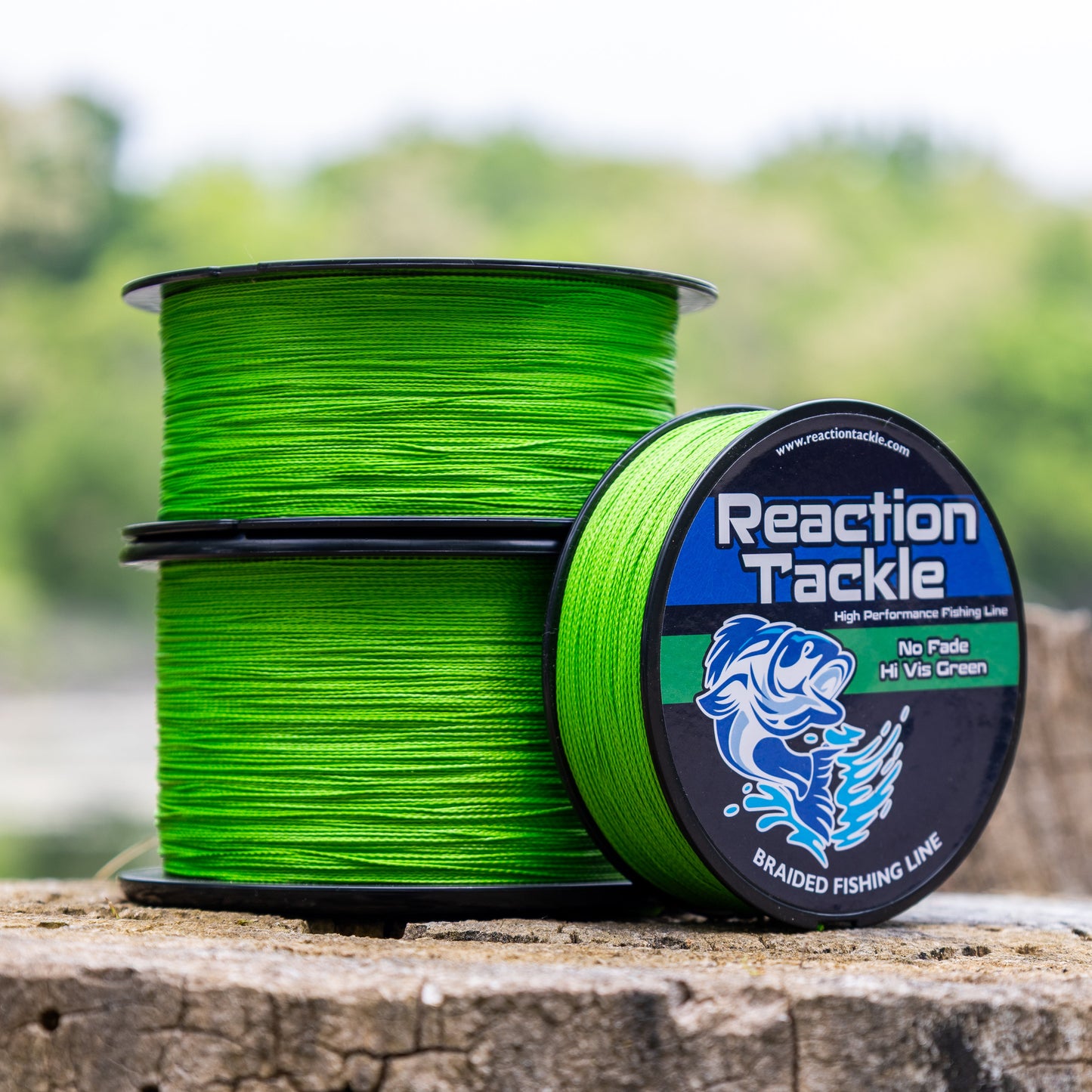 Línea de pesca trenzada Reaction Tackle - Sin decoloración, verde de alta visibilidad - NUEVA