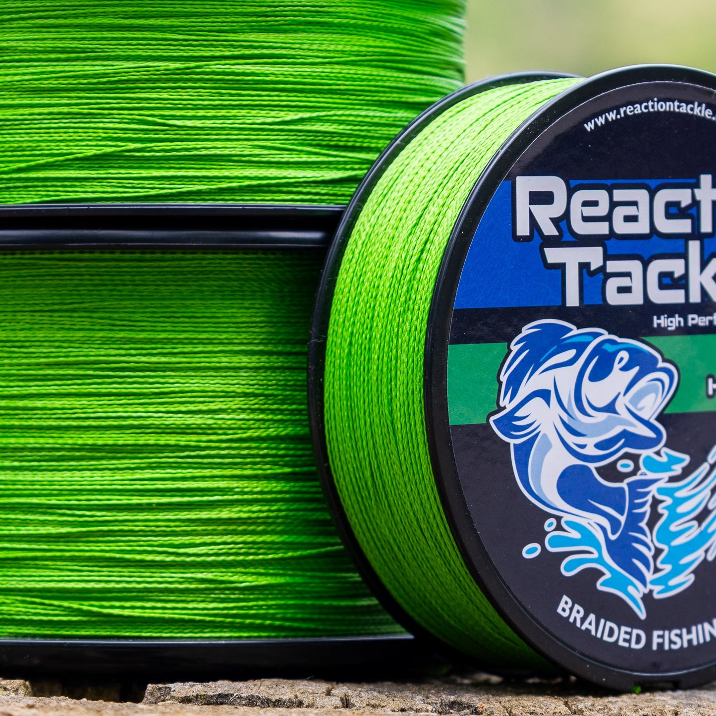 Línea de pesca trenzada Reaction Tackle - Sin decoloración, verde de alta visibilidad - NUEVA