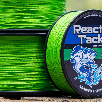 Línea de pesca trenzada Reaction Tackle - Sin decoloración, verde de alta visibilidad - NUEVA