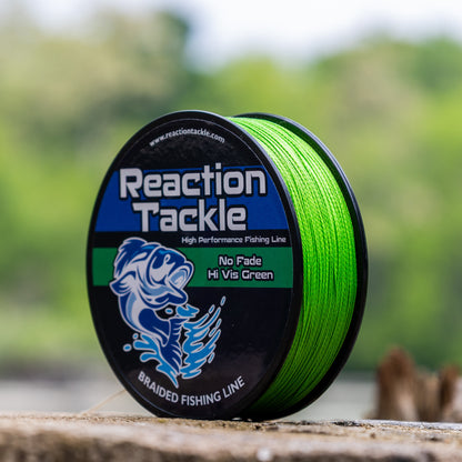 Línea de pesca trenzada Reaction Tackle - Sin decoloración, verde de alta visibilidad - NUEVA