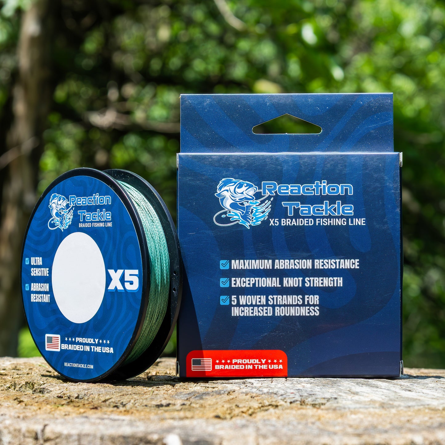 Línea de pesca Reaction Tackle TRENZADA EN EE. UU. - 5X - NUEVA