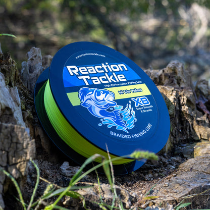 Línea de pesca trenzada Reaction Tackle X8 - Amarillo de alta visibilidad, 8 hebras