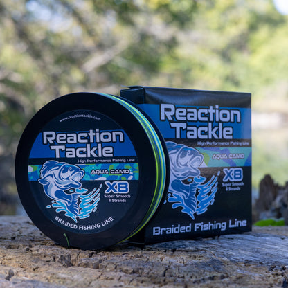 Ligne de pêche tressée Reaction Tackle X8 - Aqua Camo 8 brins